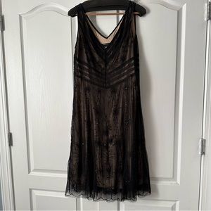 BCBG Black Lace over Nude Dress Size 12